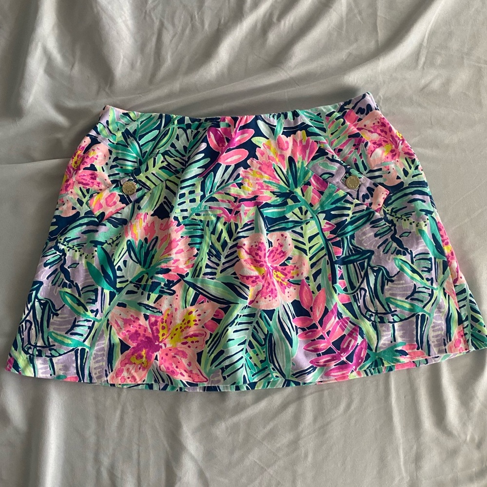 Lily Pulitzer Floral Knit Short Short Lined Skirt Size Medium